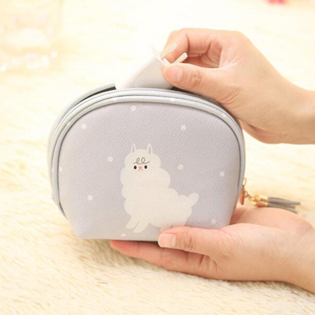 Cute Mini PU Leather Coin Bag Change Purse Wallet Key Pouch Women Girls Light Gray