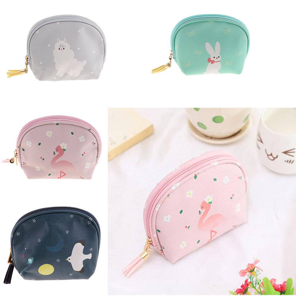 Cute Mini PU Leather Coin Bag Change Purse Wallet Key Pouch Women Girls Light Gray