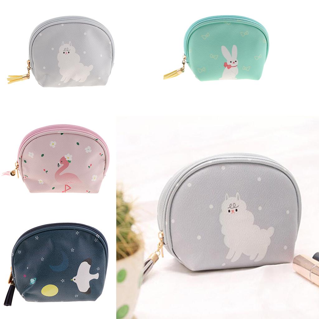 Cute Mini PU Leather Coin Bag Change Purse Wallet Key Pouch Women Girls Light Gray
