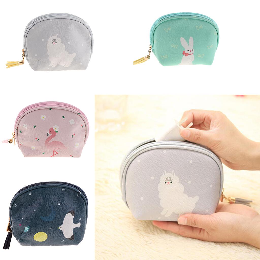 Cute Mini PU Leather Coin Bag Change Purse Wallet Key Pouch Women Girls Light Gray