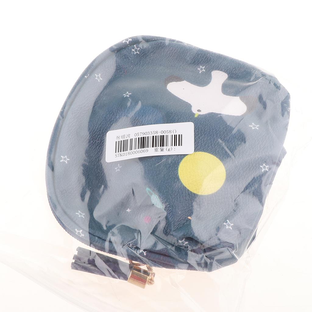 Cute Mini PU Leather Coin Bag Change Purse Wallet Key Pouch Women Girls Navy Blue