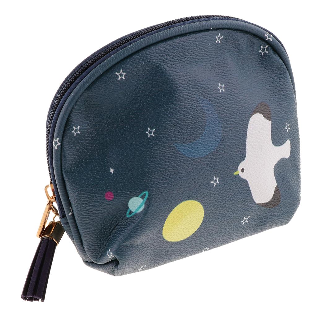 Cute Mini PU Leather Coin Bag Change Purse Wallet Key Pouch Women Girls Navy Blue