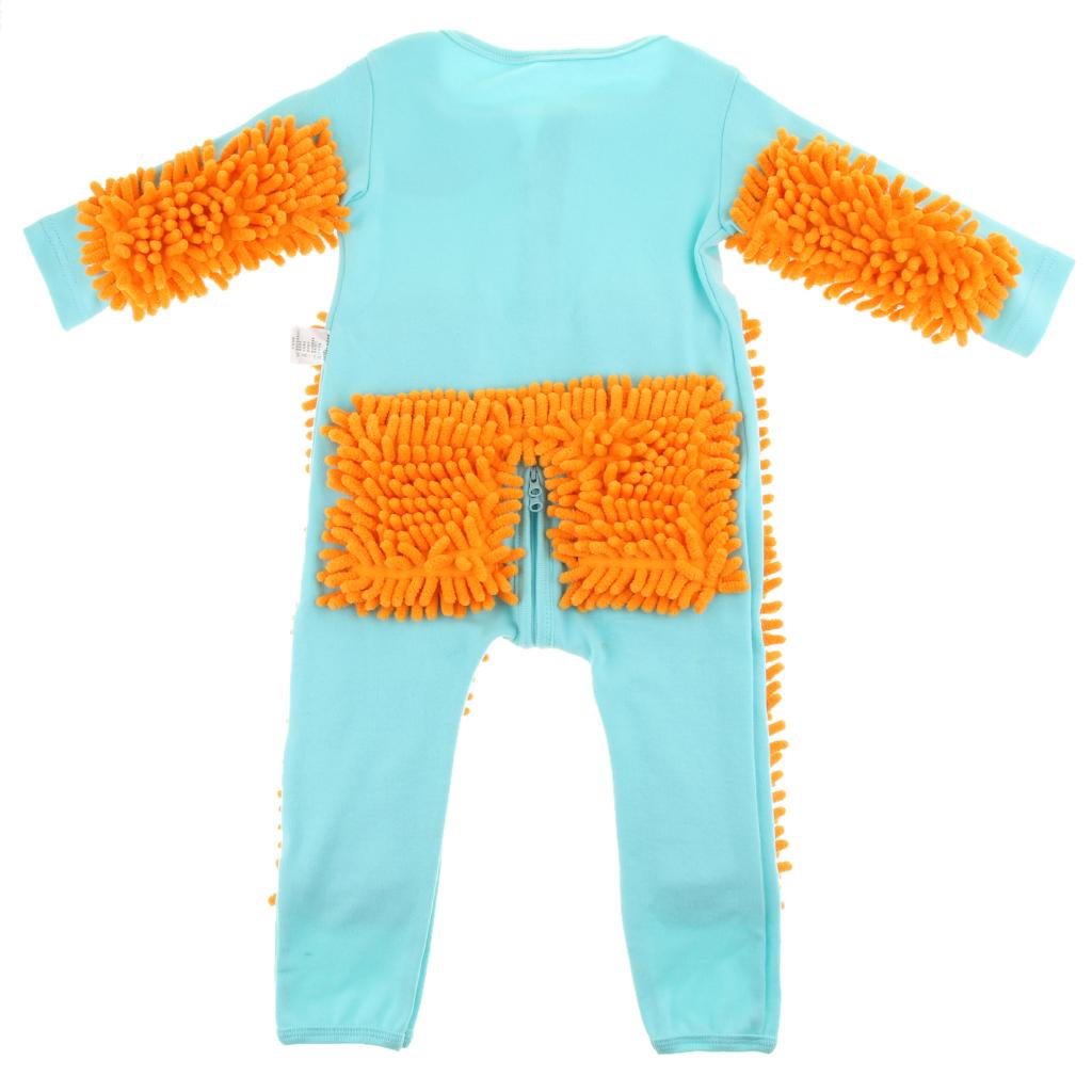 Romper Outfit Floors Cleaning Swob Jumpsuit Light Blue+Orange 80cm