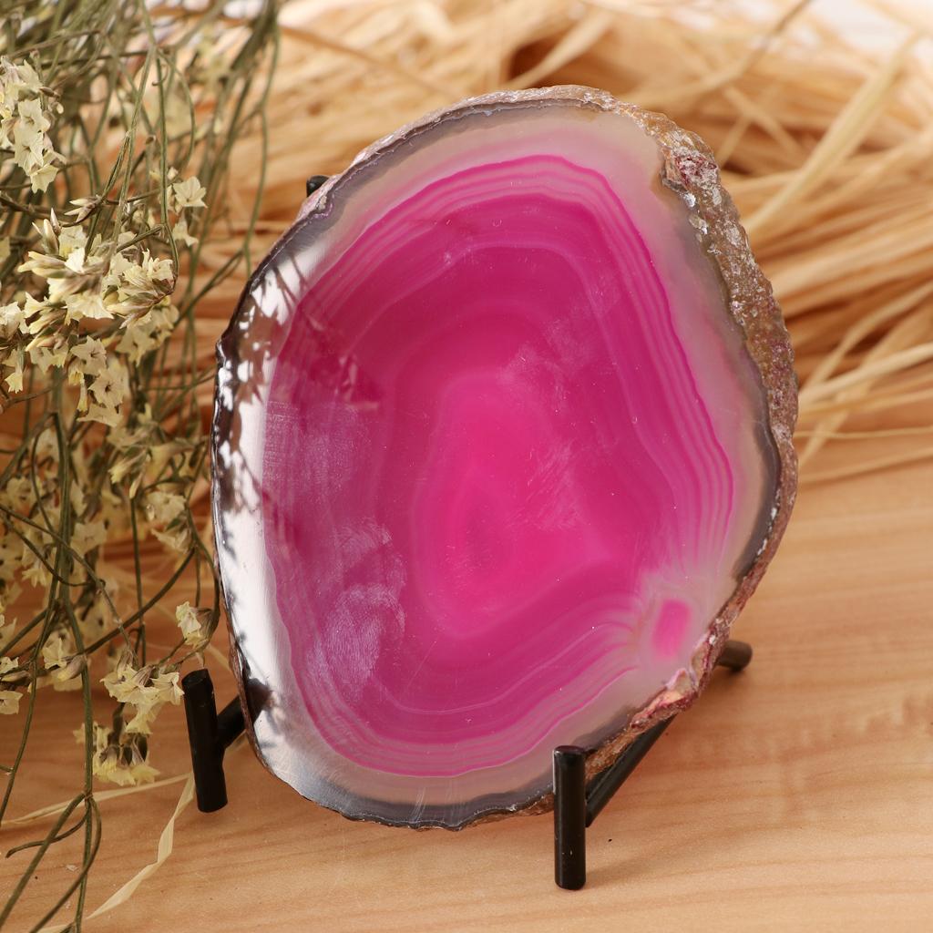 Natural Agate Ornaments Rock Crystal Quartz for Table Display Decor Pink