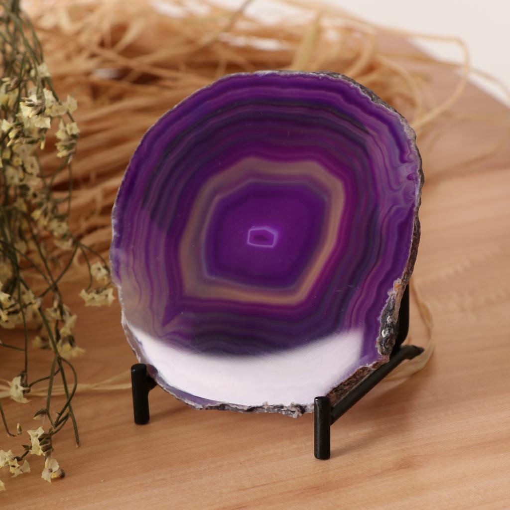 Natural Agate Ornaments Rock Crystal Quartz for Table Display Decor Purple