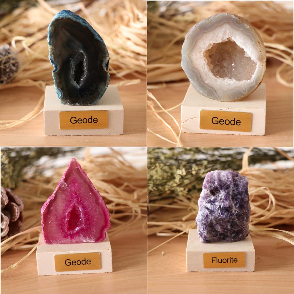 Natural Crystal Geode Fluorite Ornaments Rock for Table Decoration Blue