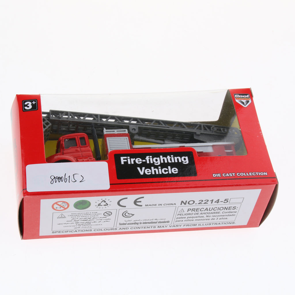 1:64 Alloy Pull Back Car Construction Vehicle Toy for Kids Gift Ladder Truck