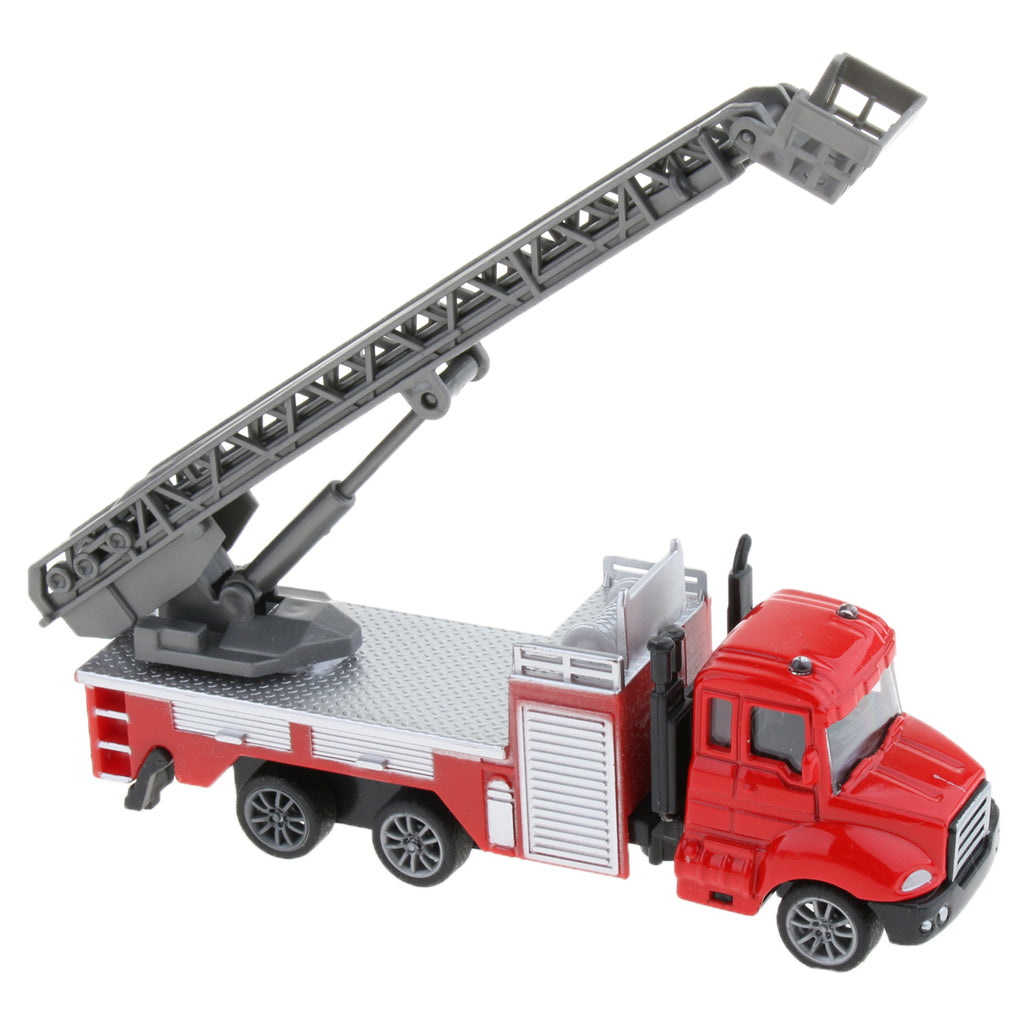 1:64 Alloy Pull Back Car Construction Vehicle Toy for Kids Gift Ladder Truck