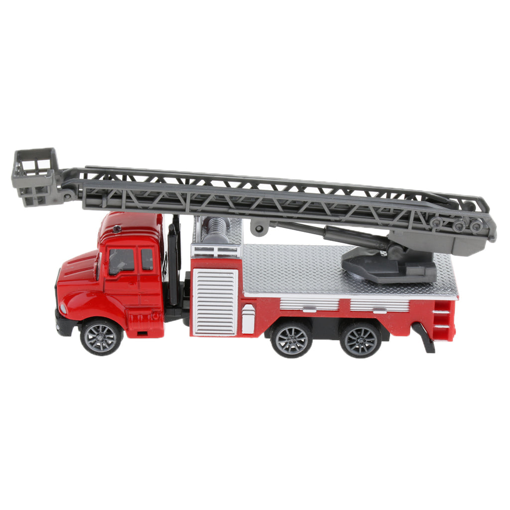 1:64 Alloy Pull Back Car Construction Vehicle Toy for Kids Gift Ladder Truck