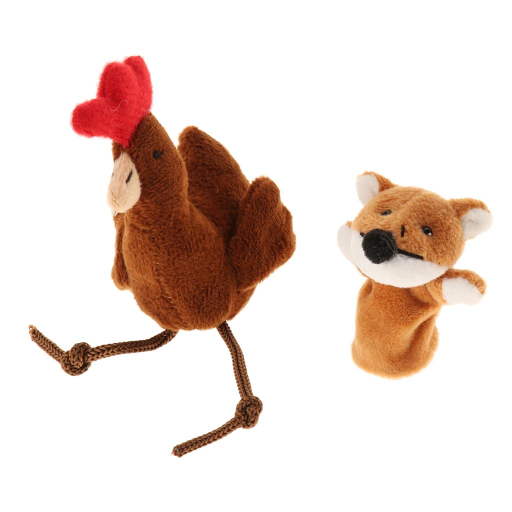 2 Pieces Different Cartoon Animal Finger Puppets Soft Dolls Props Toys(Lowrie & Hen)