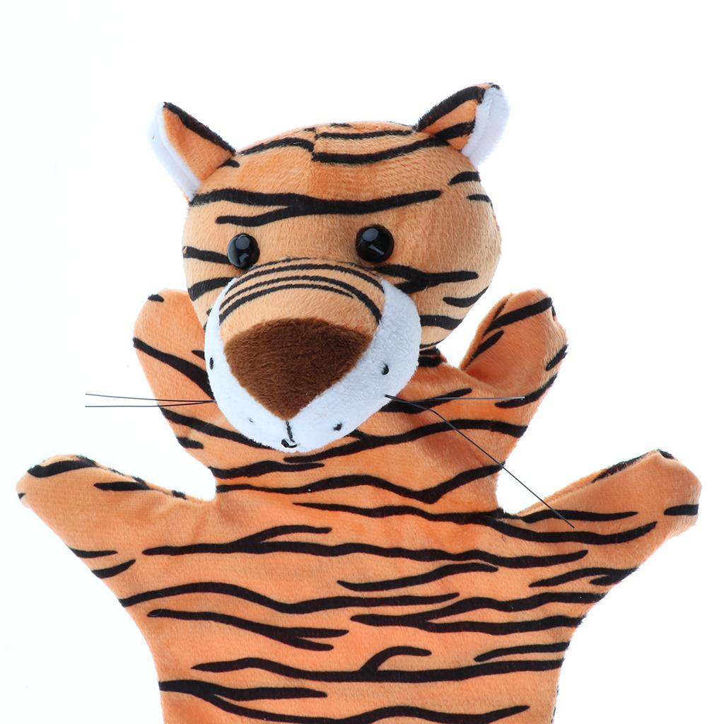 Soft Plush Animal Hand Puppets for Kids Adults Imaginative Play Gift Tiger