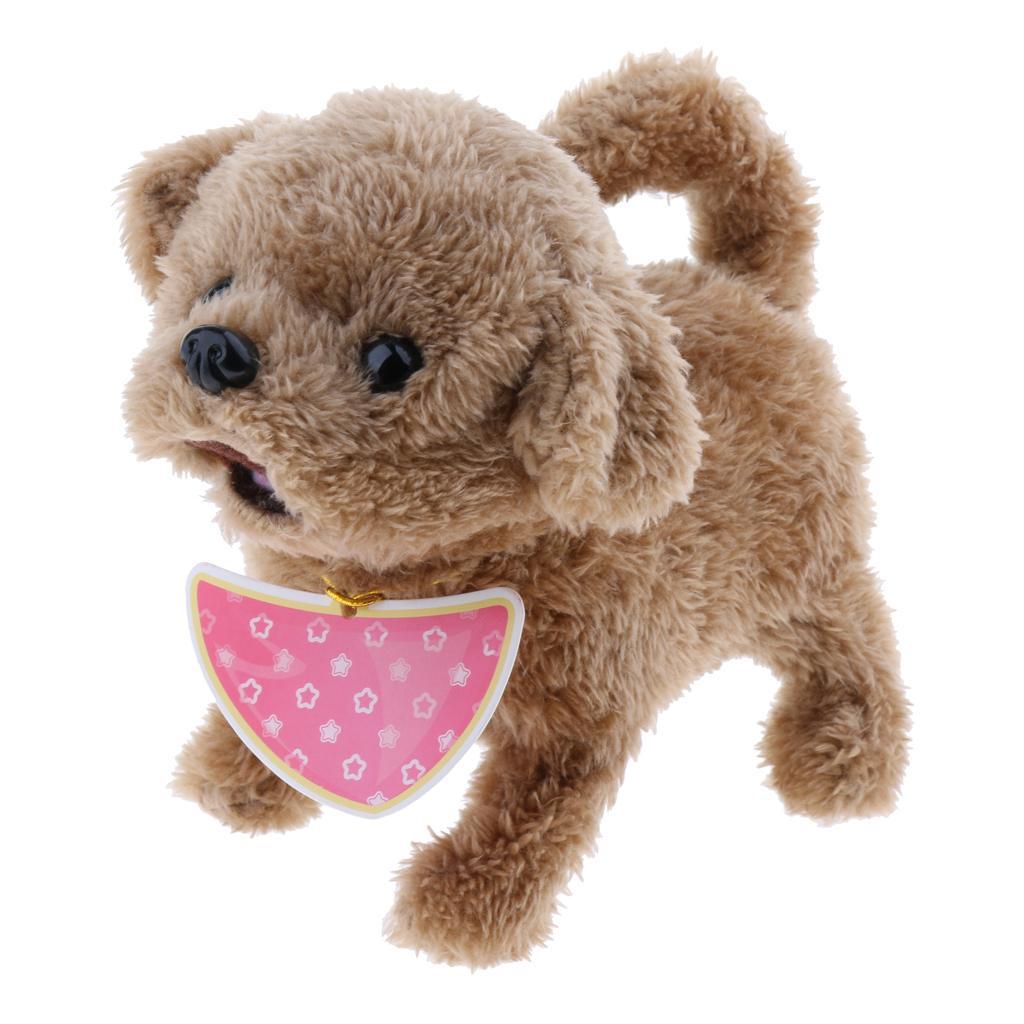 Electronic Plush Dog Robot Toy Walk Bark Wag tail Kids Gift Teddy
