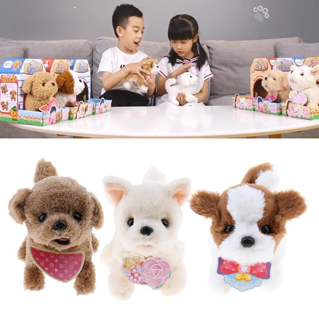 Electronic Plush Dog Robot Toy Walk Bark Wag tail Kids Gift Teddy