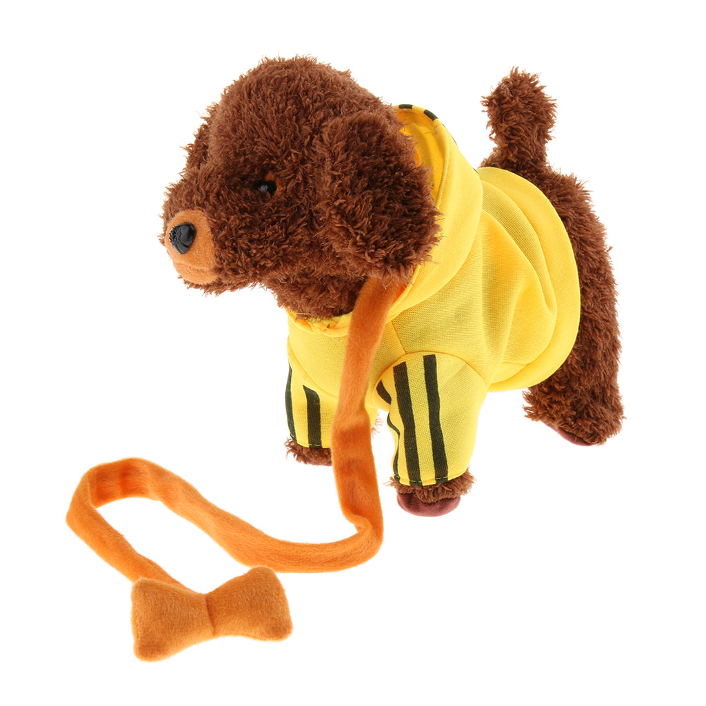 Kids Plush Electronic Pets Leash Remote Control Walking Teddy Dog Yellow