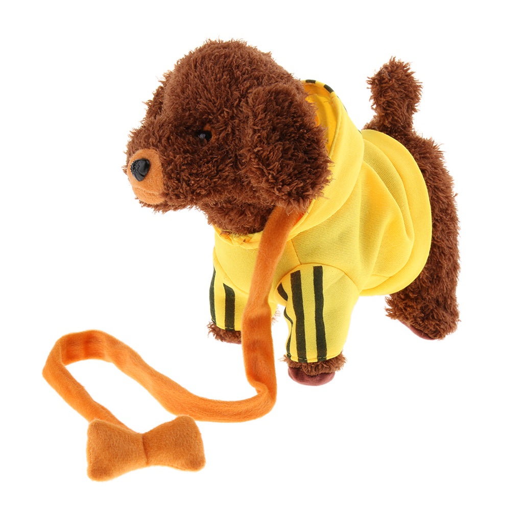 Kids Plush Electronic Pets Leash Remote Control Walking Teddy Dog Yellow
