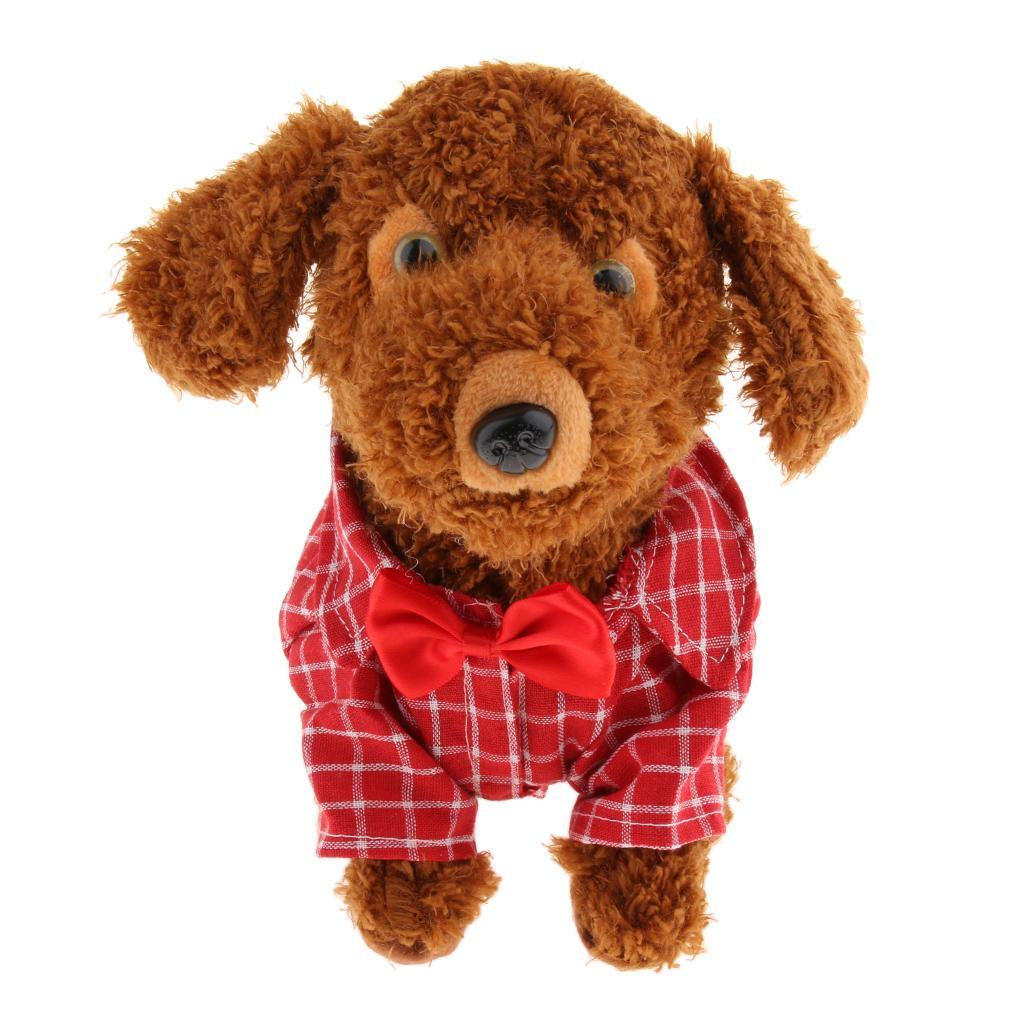 Intelligent Sound Control Simulation Electronic Plush Walk Pet Dog Toy Red