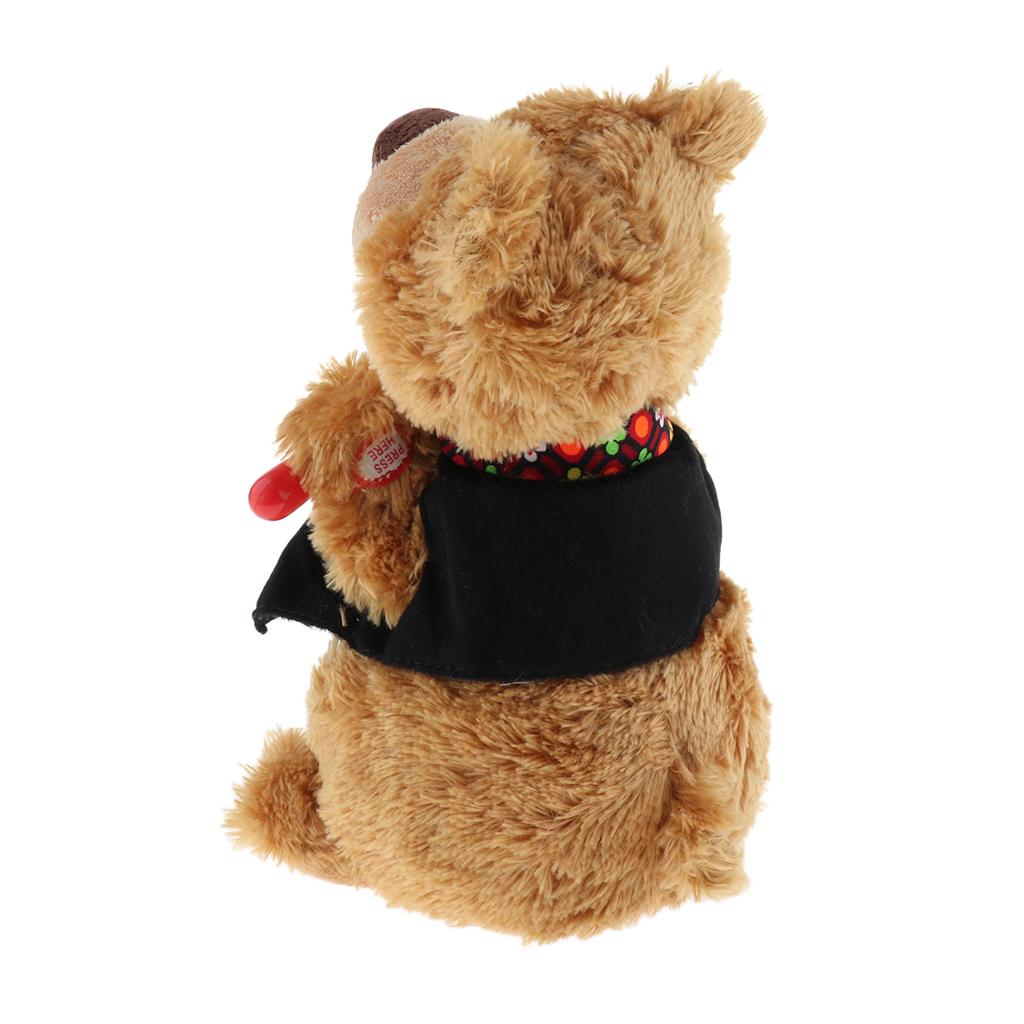 26cm Plush Teddy Bear with Two Maracas, Singing & Swinging Stuffed Animal Doll for Kids Toddlers and Baby