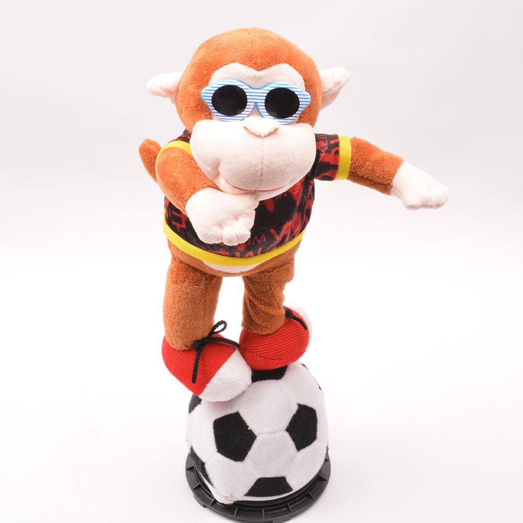 Interactive Dancing Football Doll Plush Stuffed Animal Electronic Pets Figure Model Toy Home Desk Decor Ornament - Monkey