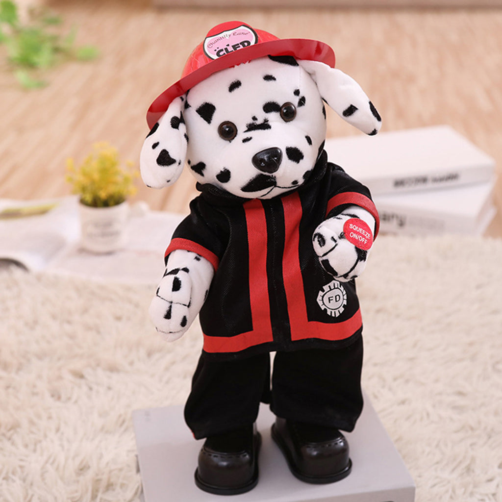Interactive Dancing Firefighter Puppy Plush Stuffed Animal Electronic Pets Figure Model Toy Home Desk Decor Ornament