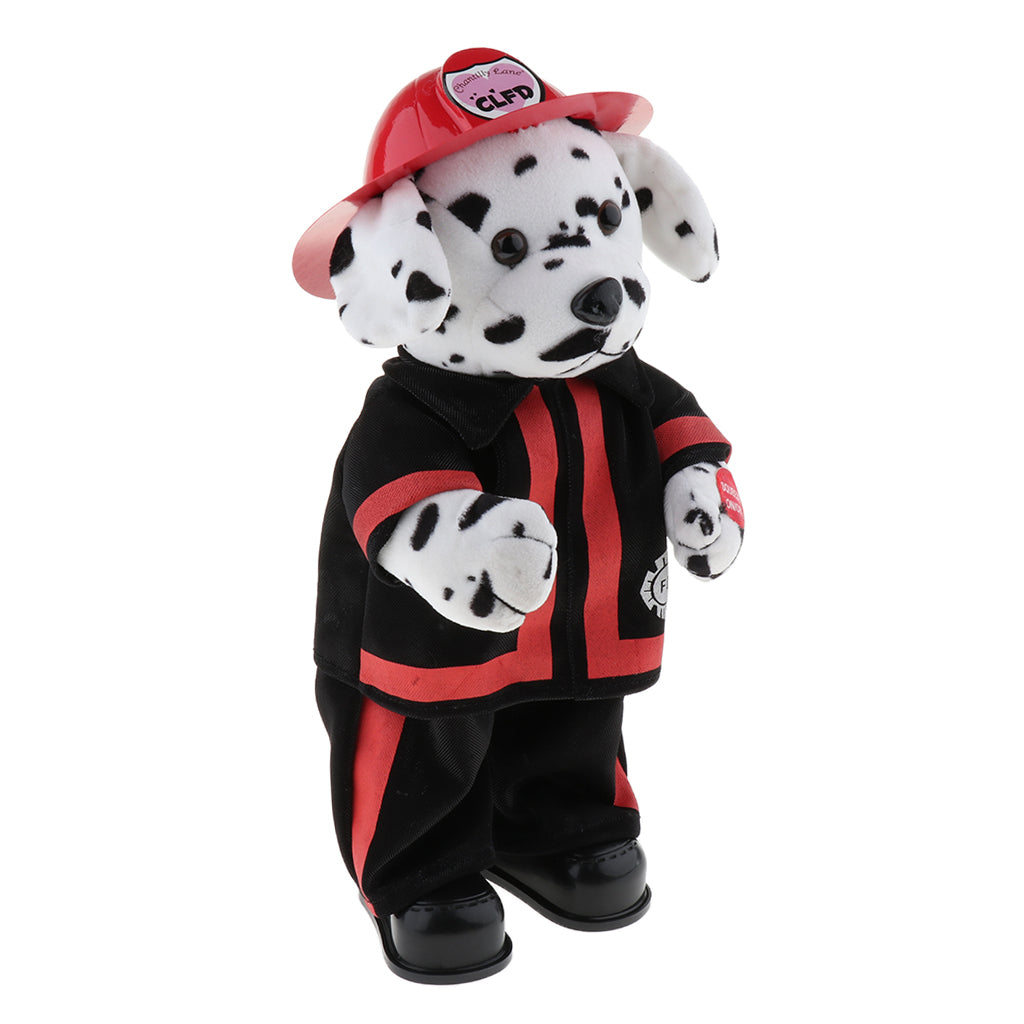 Interactive Dancing Firefighter Puppy Plush Stuffed Animal Electronic Pets Figure Model Toy Home Desk Decor Ornament