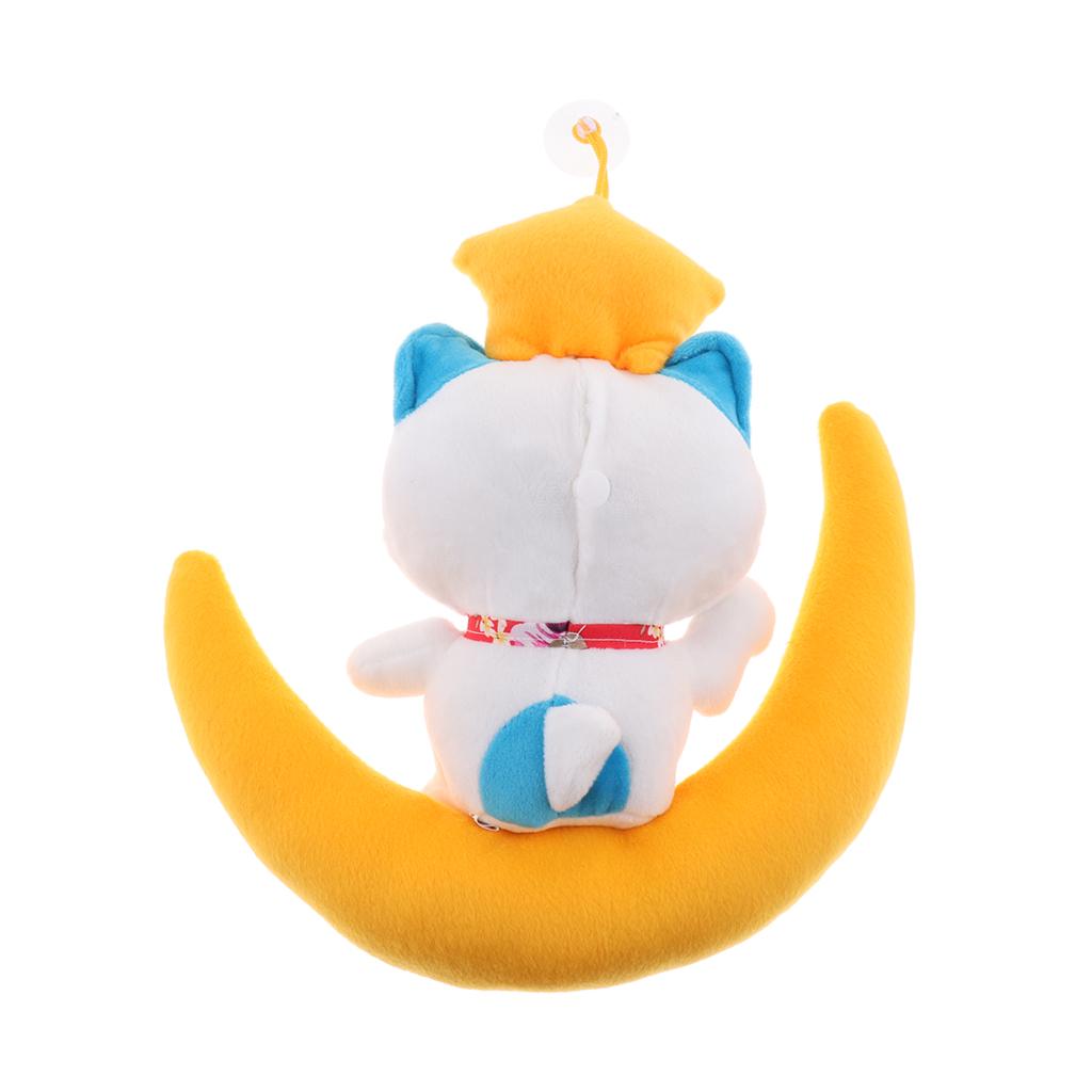 Adorable Plush Stuffed Fortune Cat Electric Animal Toy - Motion Sensor Door Bell Shop Store Visitor Welcome Doll - Moon