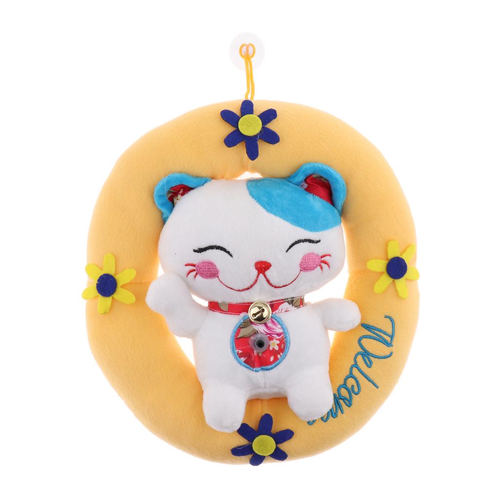 Adorable Plush Stuffed Fortune Cat Electric Animal Toy - Motion Sensor Door Bell Shop Store Visitor Welcome Doll