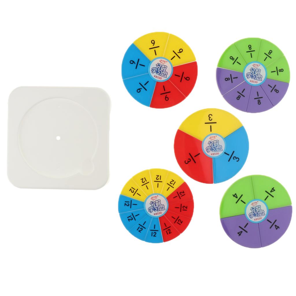 Set of Plastic Numbered Fractions Circles Board Math Mathematics Number Toys