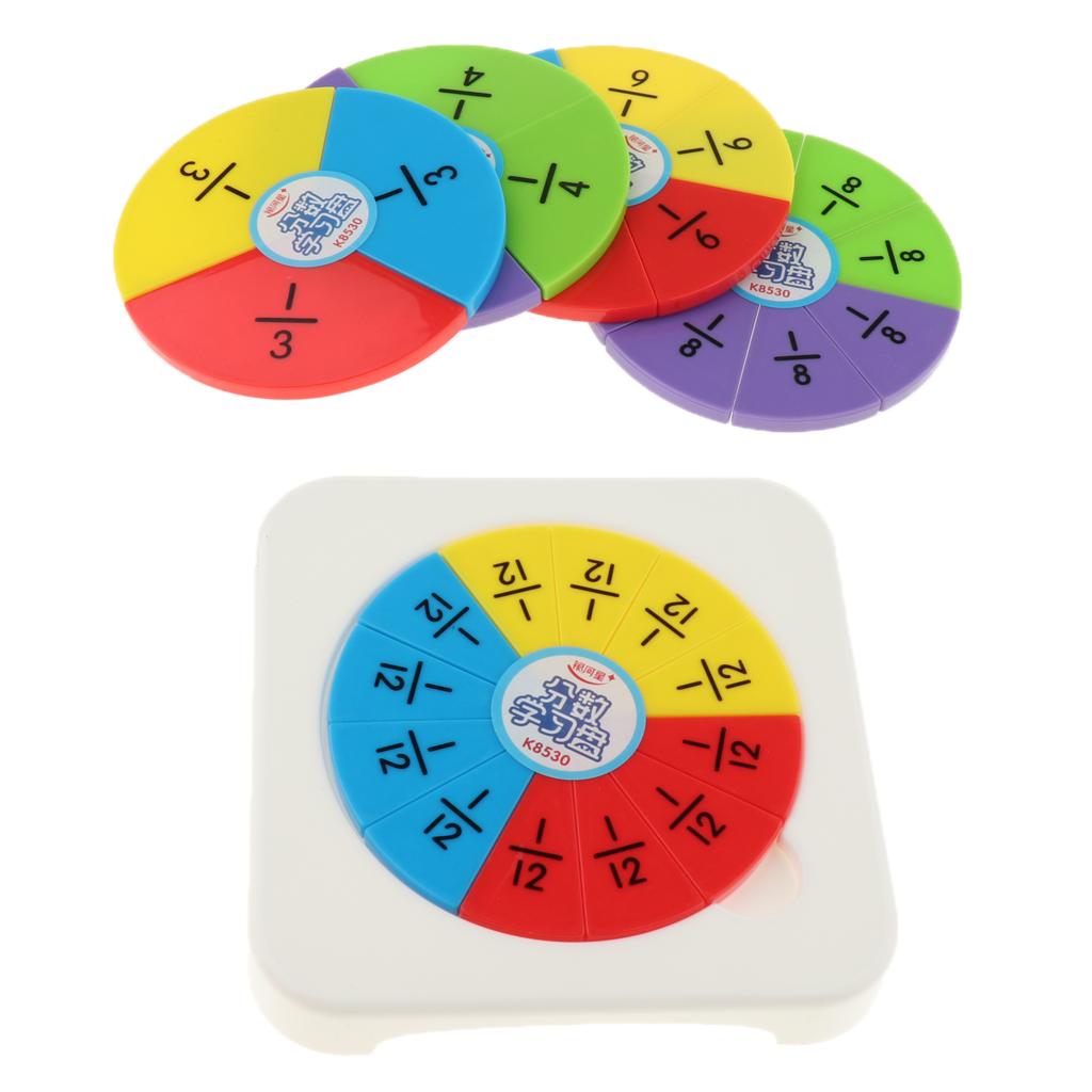 Set of Plastic Numbered Fractions Circles Board Math Mathematics Number Toys