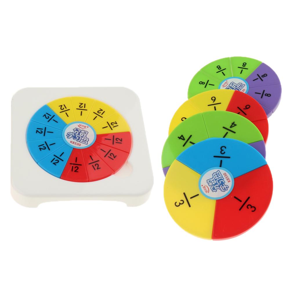 Set of Plastic Numbered Fractions Circles Board Math Mathematics Number Toys