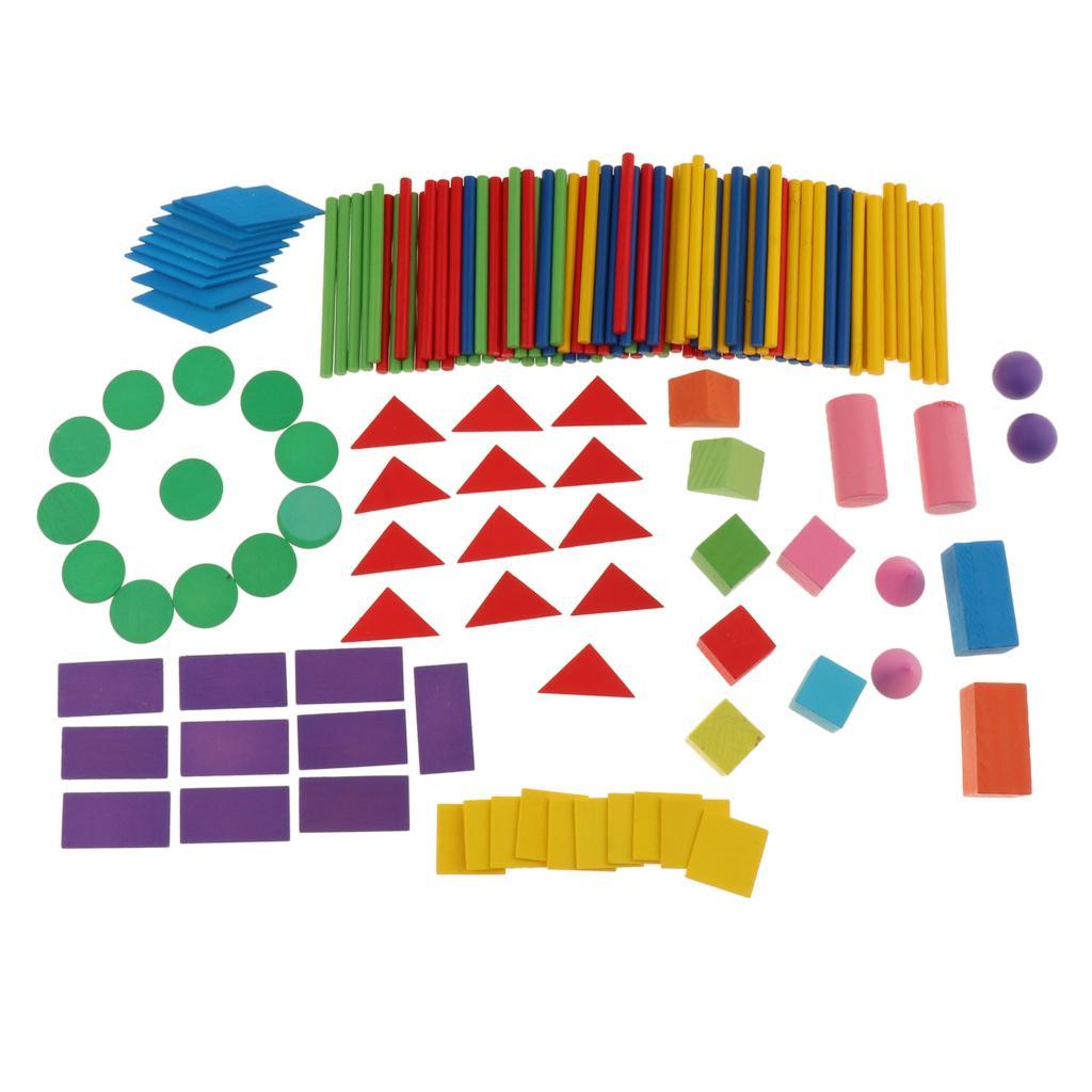 Counting Stick & Geometric Shape Blocks Math Educational Toy for Kids