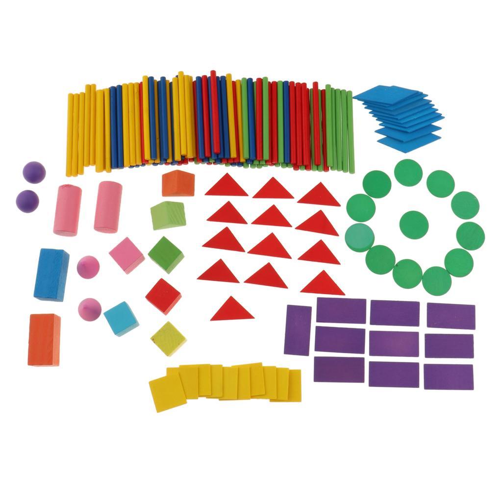 Counting Stick & Geometric Shape Blocks Math Educational Toy for Kids