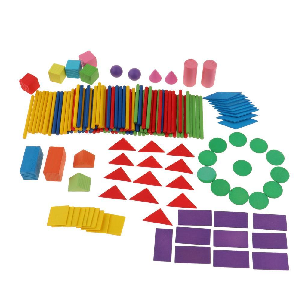 Counting Stick & Geometric Shape Blocks Math Educational Toy for Kids