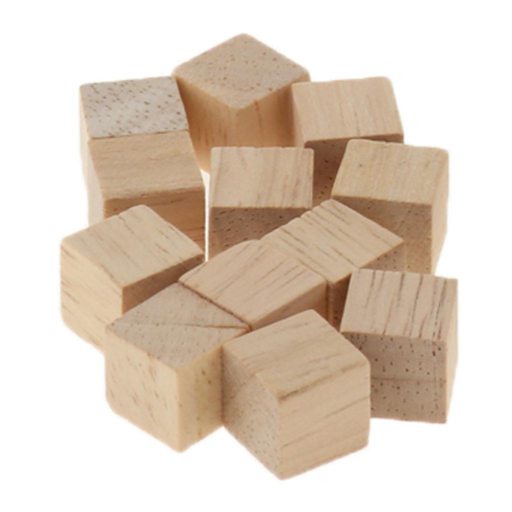 LOT 100PCS NATURAL WOODEN BUILDING BLOCKS BRICKS CUBES SET PINE WOOD ECO TOY