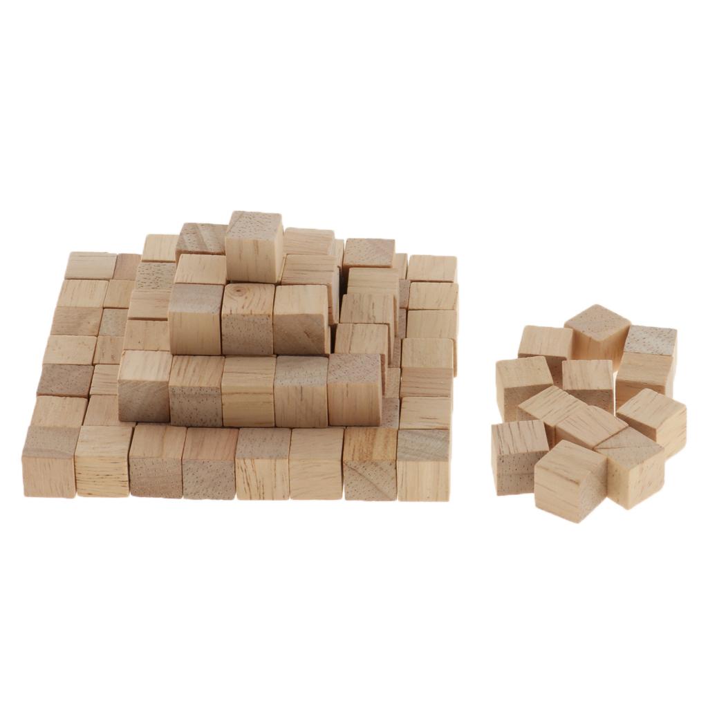 LOT 100PCS NATURAL WOODEN BUILDING BLOCKS BRICKS CUBES SET PINE WOOD ECO TOY