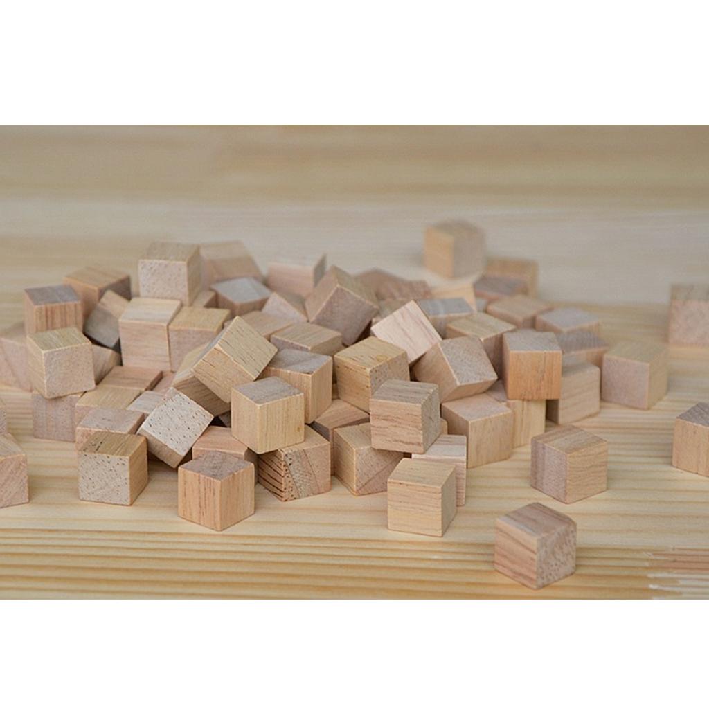 LOT 100PCS NATURAL WOODEN BUILDING BLOCKS BRICKS CUBES SET PINE WOOD ECO TOY
