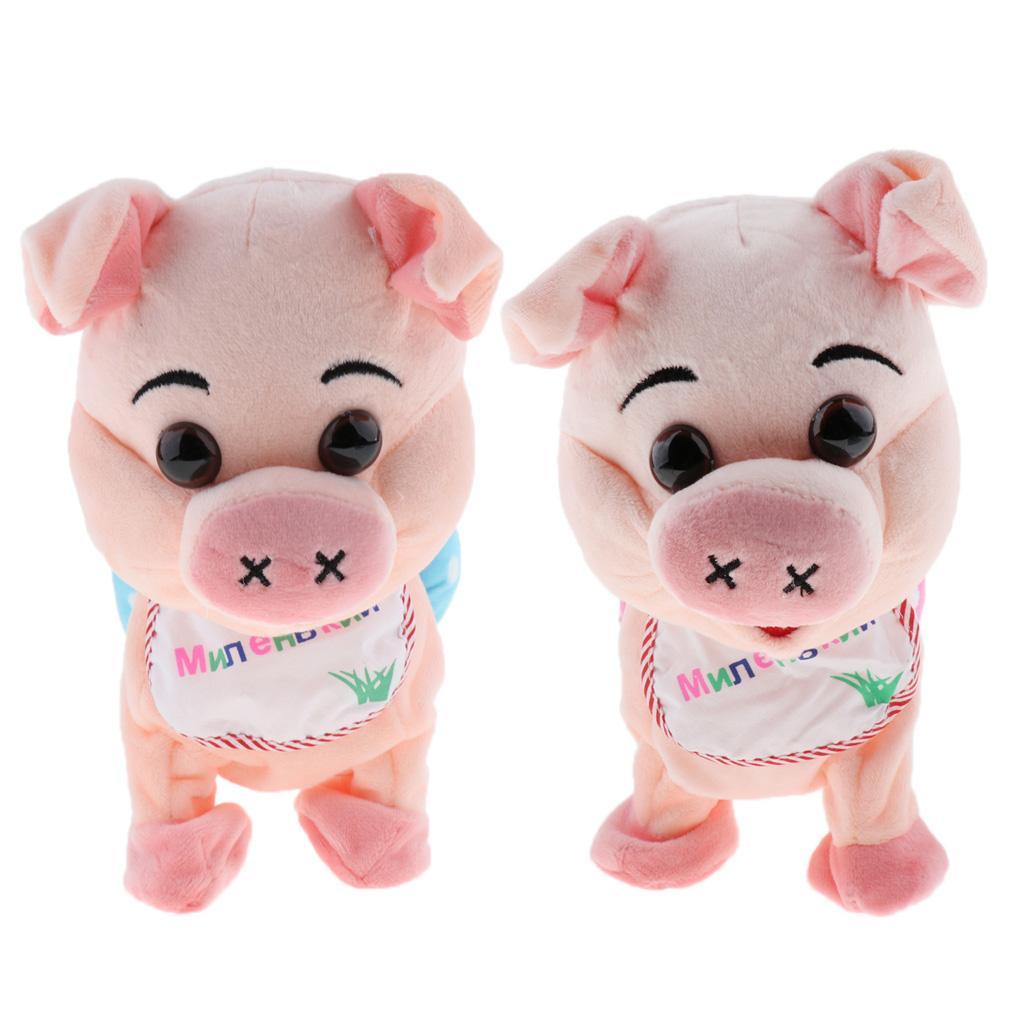 Electric Plush Toy Baby Electronic Bib Singing Crawling Pig For Kids Pink