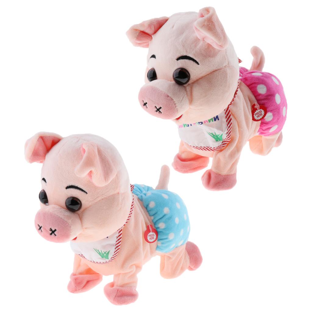 Electric Plush Toy Baby Electronic Bib Singing Crawling Pig For Kids Pink