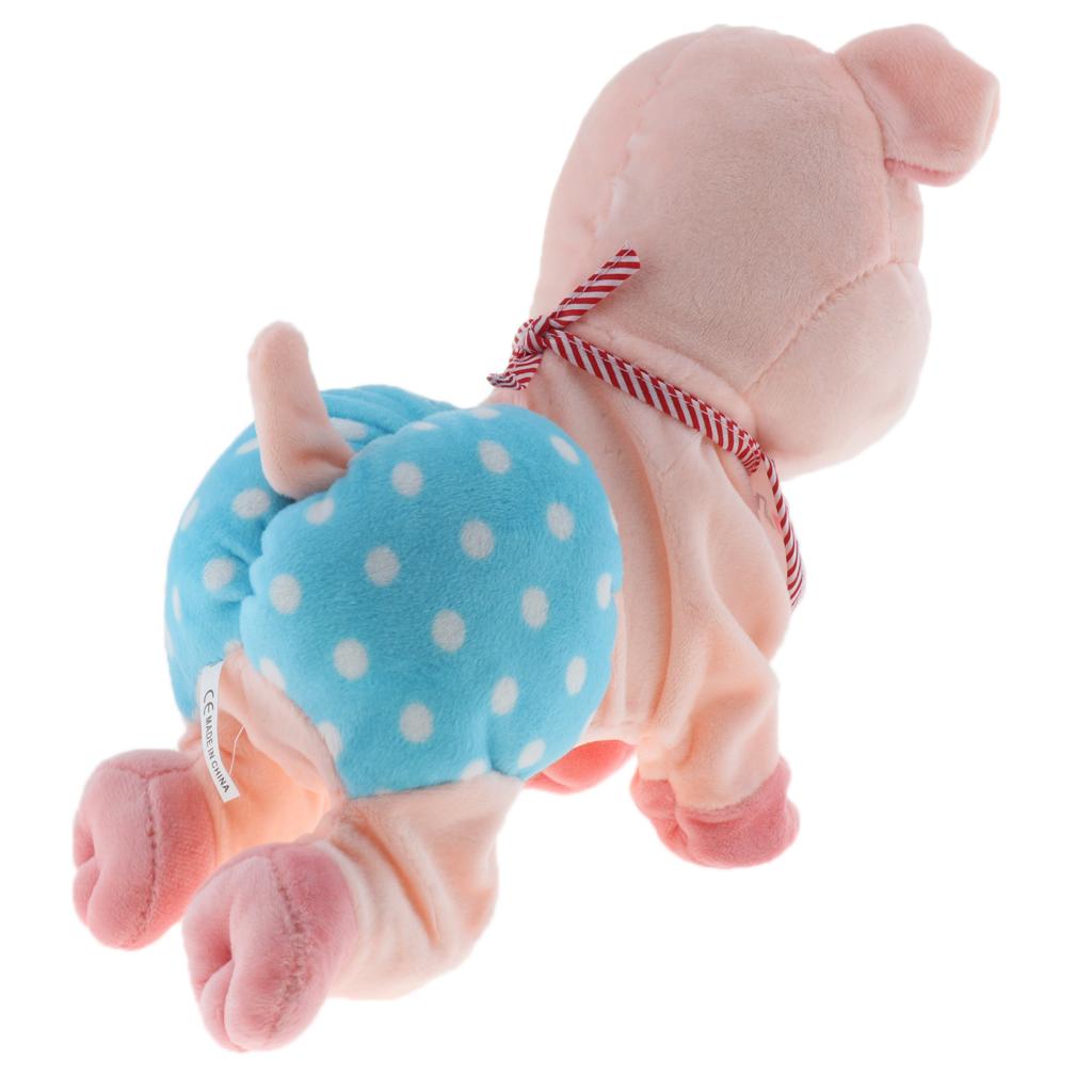 Electric Plush Toy Baby Electronic Bib Singing Crawling Pig For Kids Blue