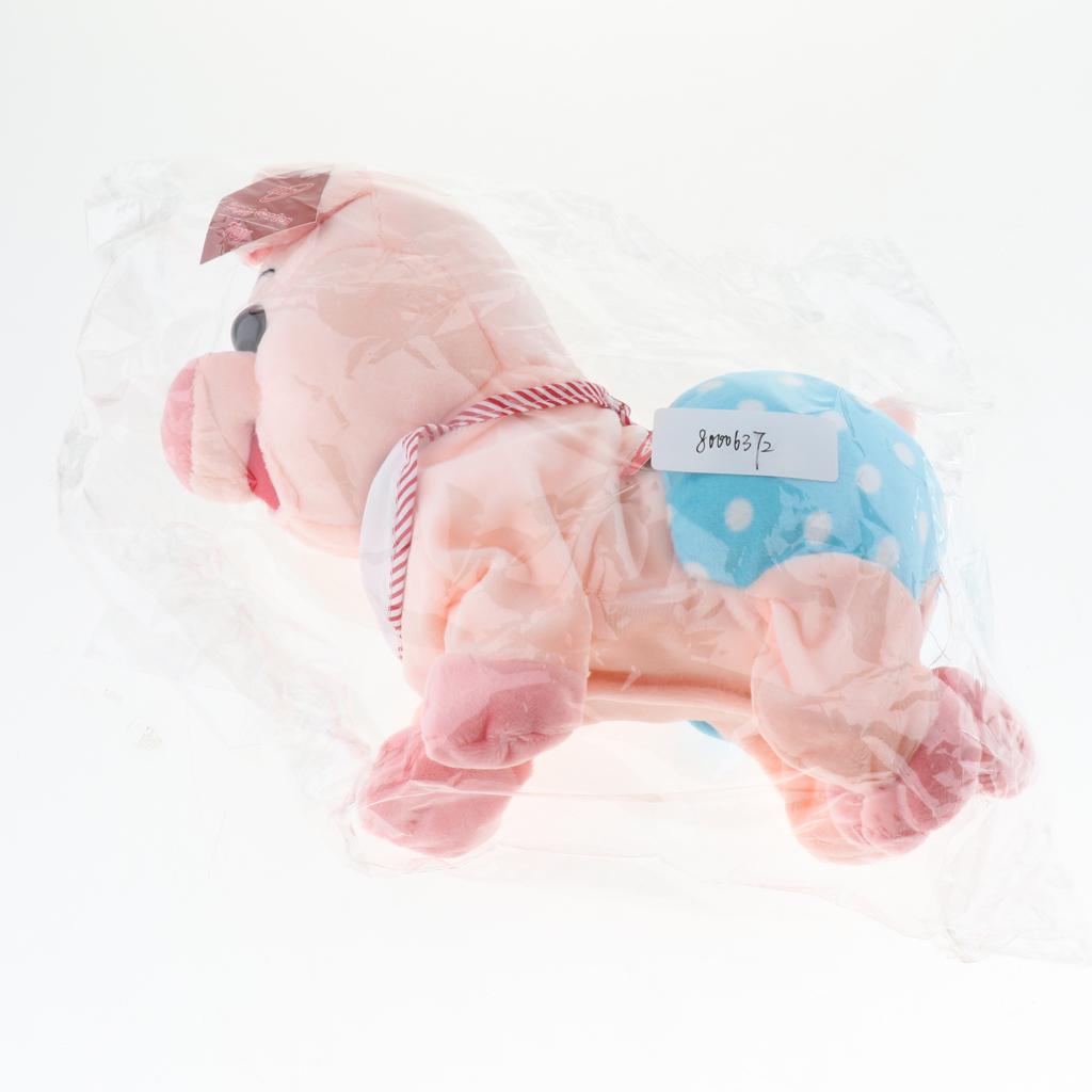 Electric Plush Toy Baby Electronic Bib Singing Crawling Pig For Kids Blue