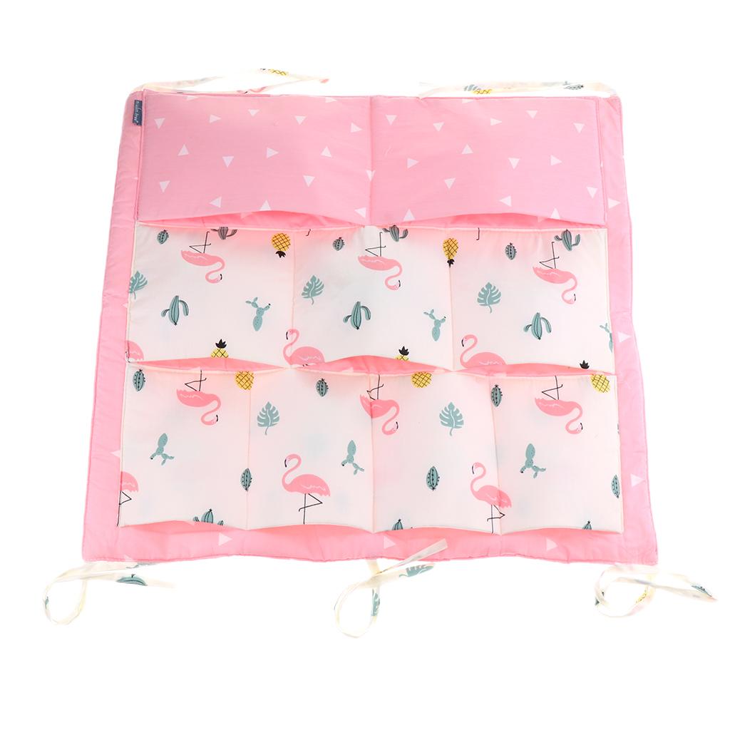 Baby Cot Bed Crib Nursery Hanging Storage Organizer Bag Pink Flamingo