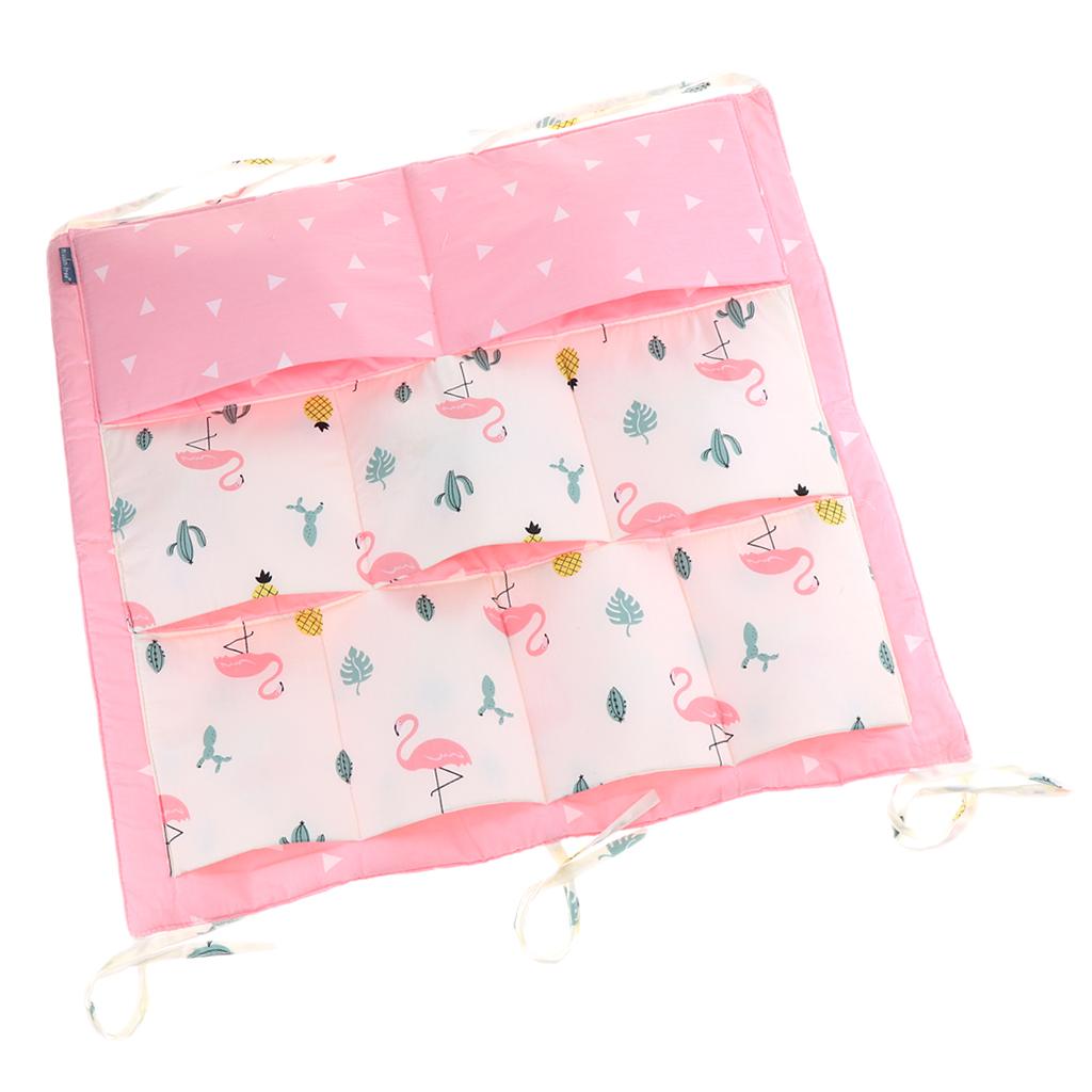 Baby Cot Bed Crib Nursery Hanging Storage Organizer Bag Pink Flamingo