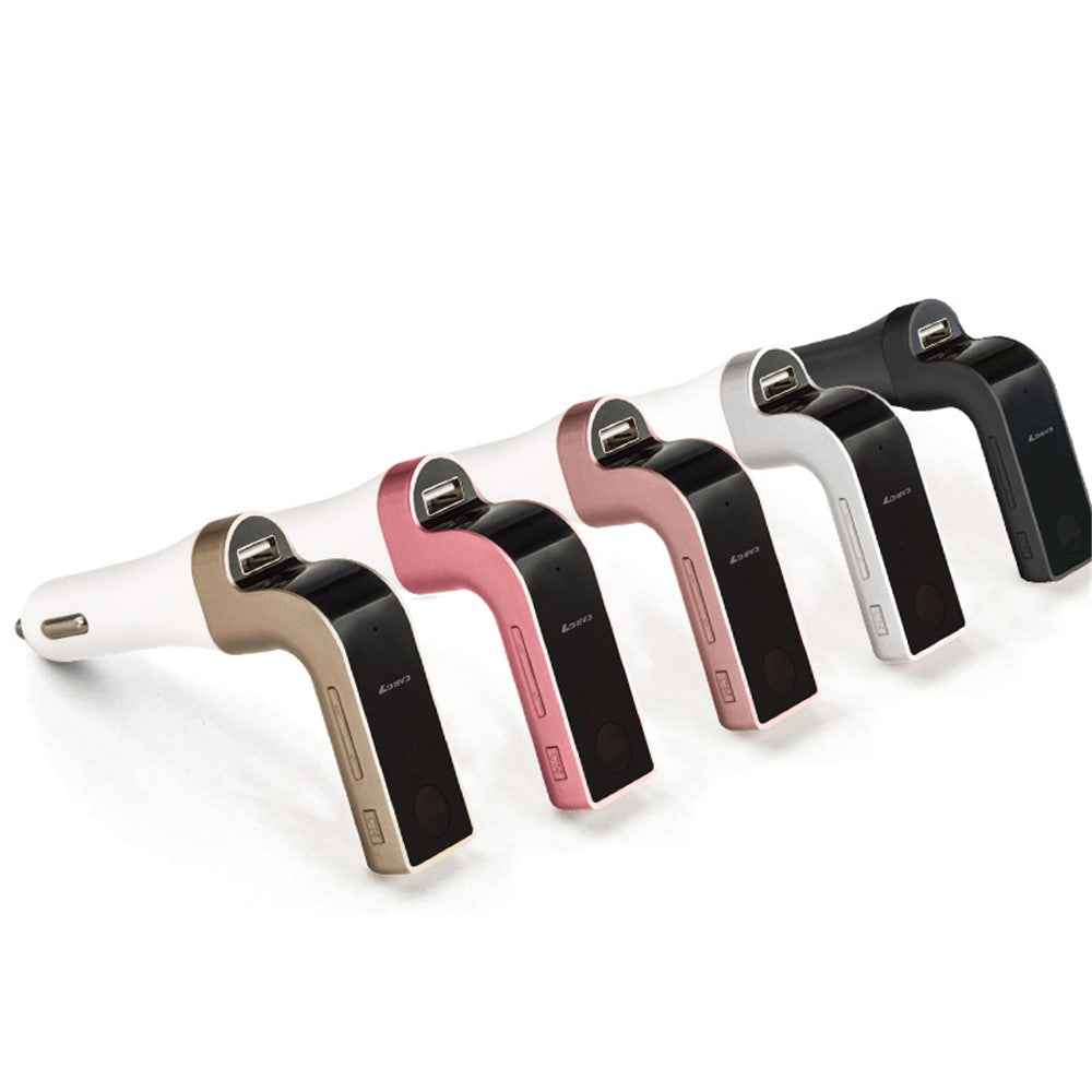 G7 USB Car Charger Smart Car Bluetooth-compatible MP3 Player FM Transmitter Hands-free Car Kit - Rose Gold