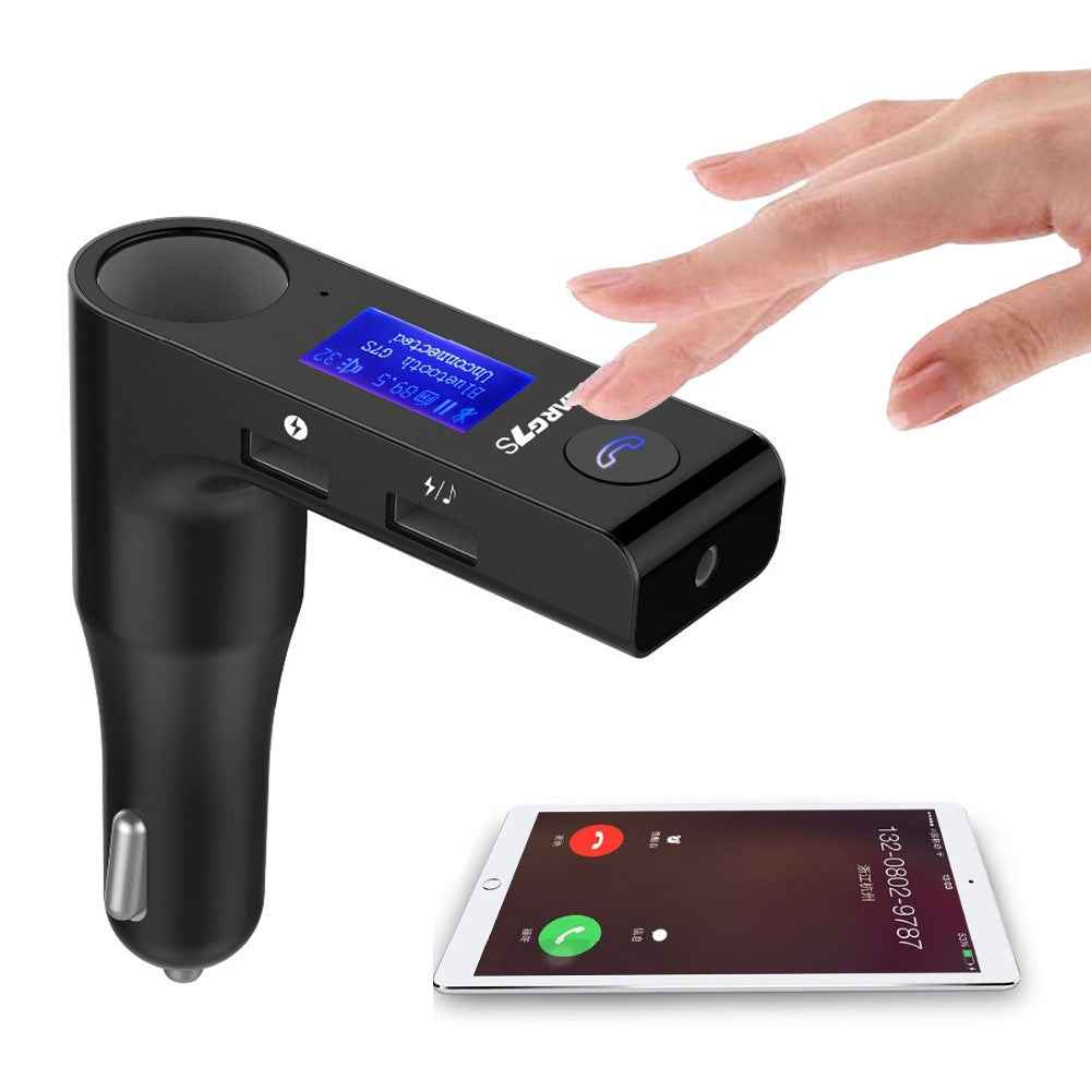 G7S Car Bluetooth-compatible Kit FM Transmitter MP3 Player Dual USB Car Charger with Cigarette Lighter Port - Black