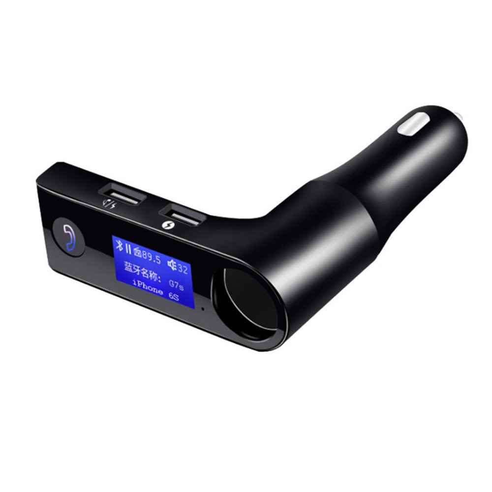 G7S Car Bluetooth-compatible Kit FM Transmitter MP3 Player Dual USB Car Charger with Cigarette Lighter Port - Black