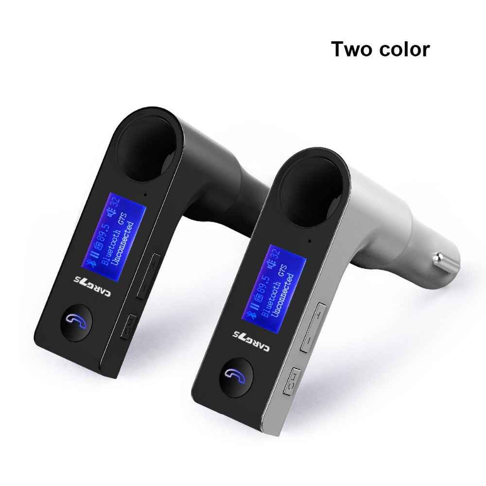 G7S Car Bluetooth-compatible Kit FM Transmitter MP3 Player Dual USB Car Charger with Cigarette Lighter Port - Black