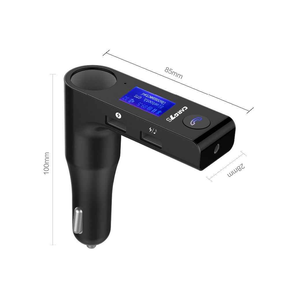 G7S Car Bluetooth-compatible Kit FM Transmitter MP3 Player Dual USB Car Charger with Cigarette Lighter Port - Black
