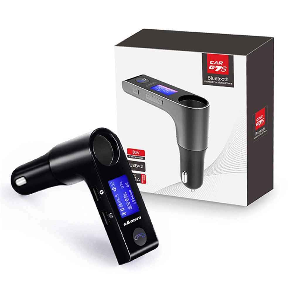 G7S Car Bluetooth-compatible Kit FM Transmitter MP3 Player Dual USB Car Charger with Cigarette Lighter Port - Black