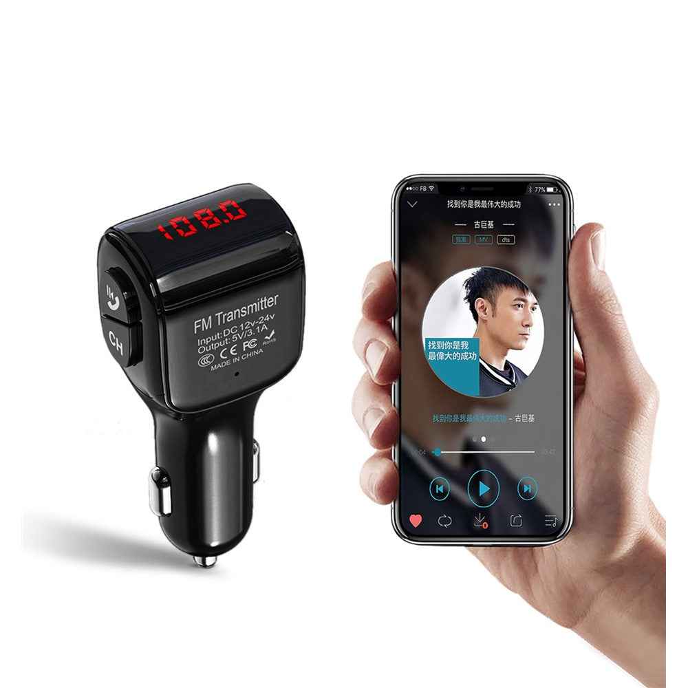Dual USB Handsfree Car FM Transmitter Bluetooth-compatible 5.0 Wireless U Disk MP3 Player