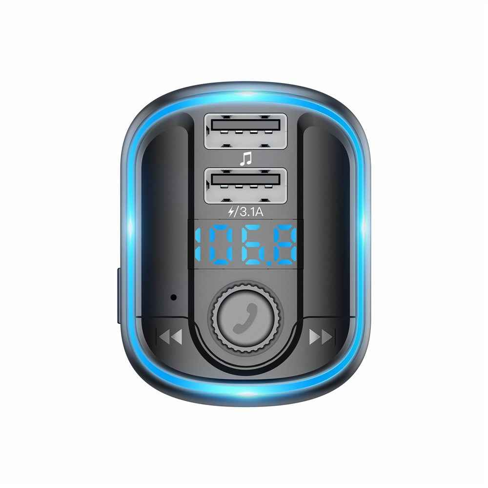 Bluetooth-compatible Hands-free Car Kit MP3 Player FM Transmitter USB Charger with Breathing Light