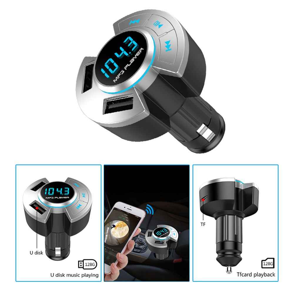 Multifunction Car Bluetooth-compatible MP3 Player Dual USB Car Charger Support TF Card/U Disk